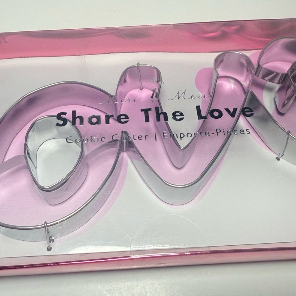 Pink and Silver 'Love' Cookie Cutter